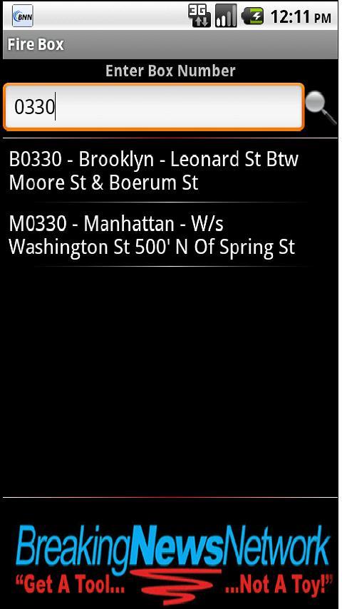 Fire Dept Box Number Search