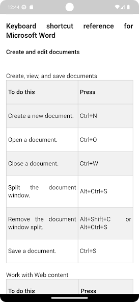 Shortcuts for MS Word