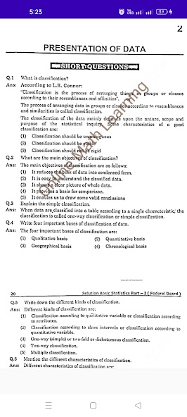Basic Stat 11 & 12 key & book