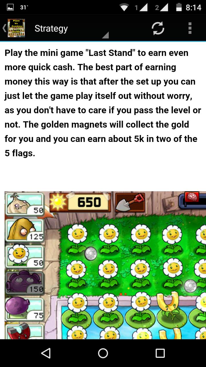 Guide for Plants vs Zombies