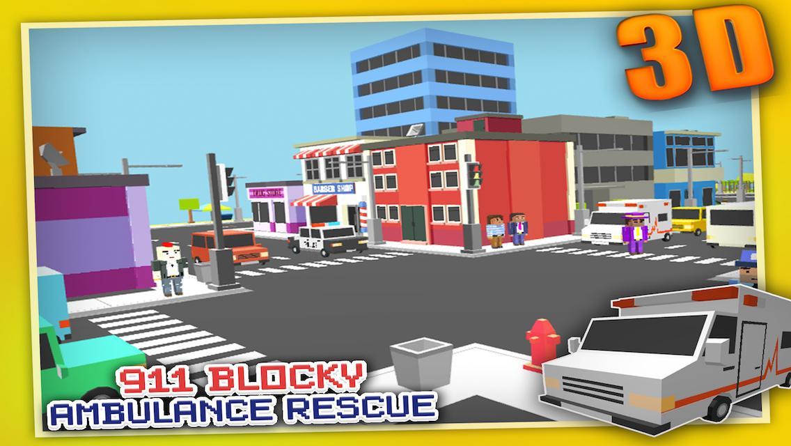 Blocky 911 Ambulance Rescue 3D