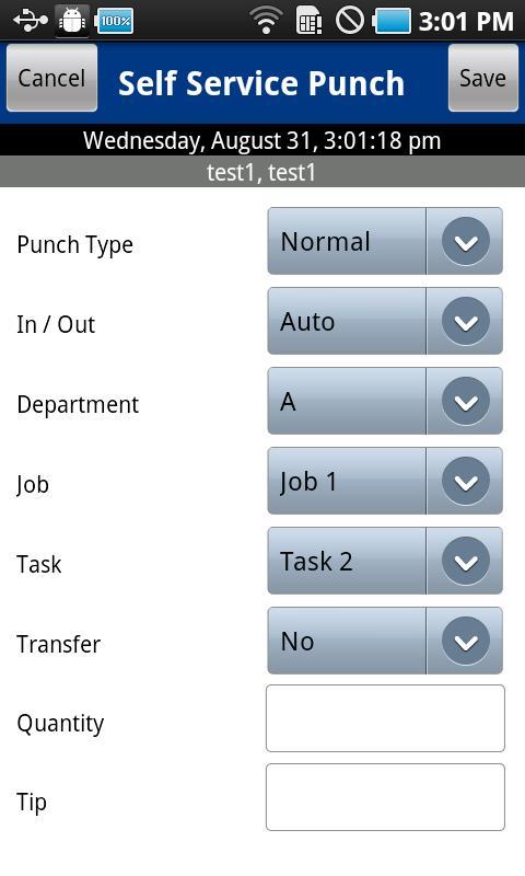 TimeForce II Mobile Interface