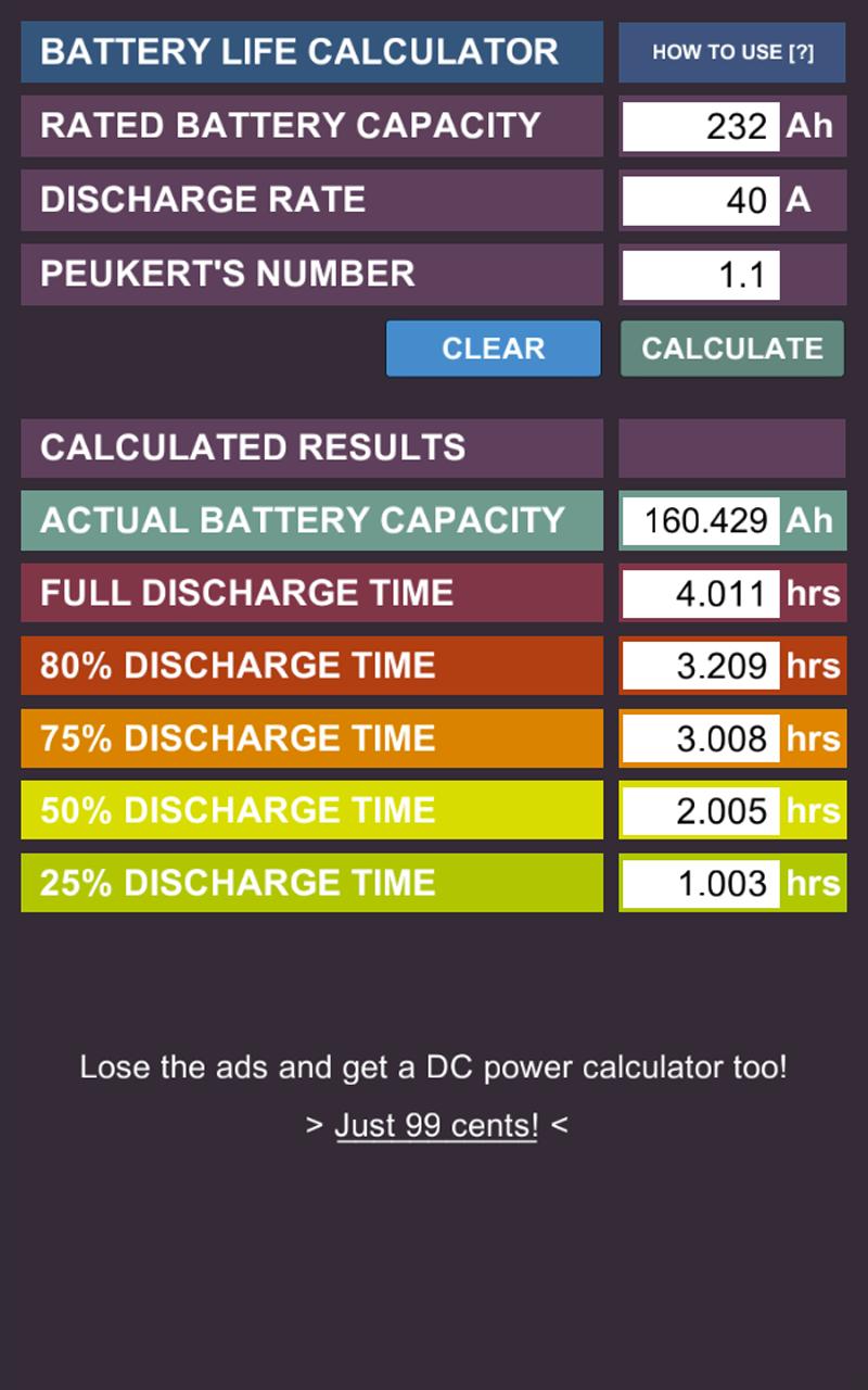 DC Battery Life Calc Free