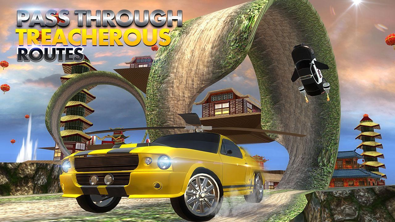 Helicopter Flying Car Stunts