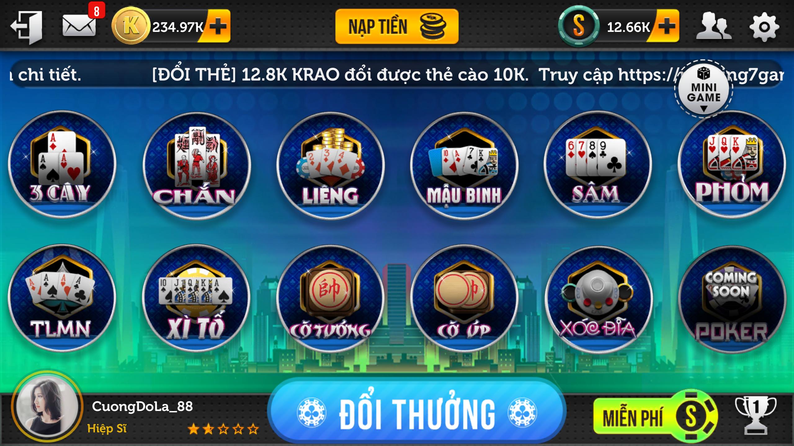 Online playing card game